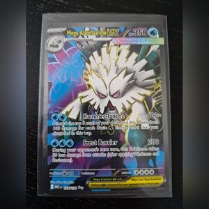 Pokemon Mega Abomasnow EX Holo Card - White, Blue, Pink, Gold Accents